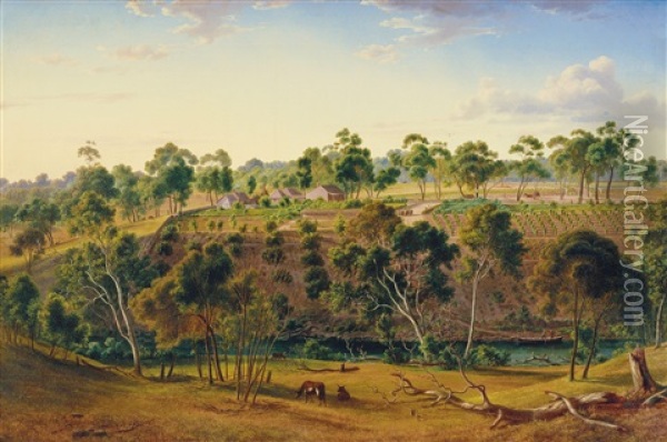 The Farm Of Mr Perry On The Yarra Oil Painting - Eugen von Guerard