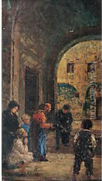 Personaggi In Cittavecchia Oil Painting - Angelo Dall'Oca Bianca