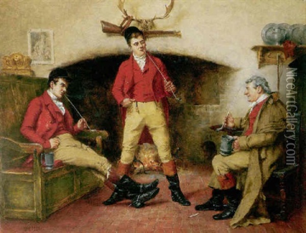 The Huntman's Story Oil Painting - John Arthur Lomax