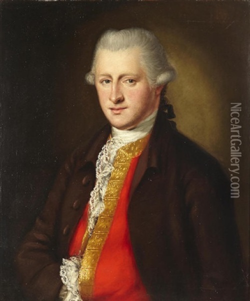 A Portrait Of A Gentleman, Thought To Be Benjamin Brockhurst Oil Painting - Thomas Gainsborough