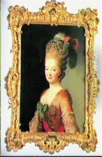 Portrait De La Grande Duchesse Maria Fedorovna Oil Painting - Alexander Roslin