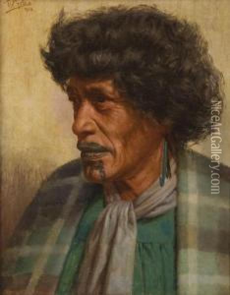 Mihipeka Wairama, Tuhourangi Tribe Oil Painting - Charles Frederick Goldie
