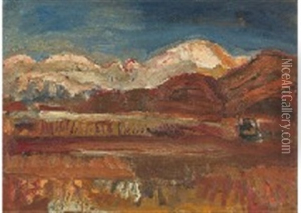 Mt. Ibuki Sunset Oil Painting - Kenzo Noguchi