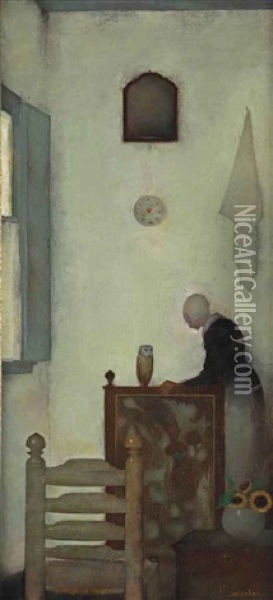 Mother In An Interior Oil Painting - Jan Mankes