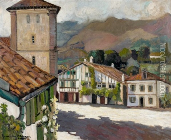 Village Basque Oil Painting - Alexandre Altmann