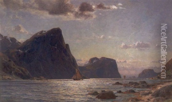 Norwegischer Fjord - Morgenstimmung Oil Painting - Henry Enfield