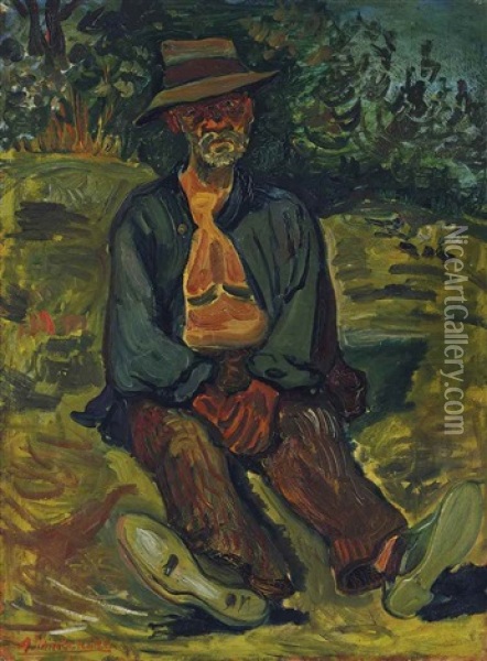 Paysan Assis Oil Painting - Abraham Mintchine