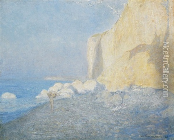 Marine Mer, Bleue Et Falaise Oil Painting - Charles Conder