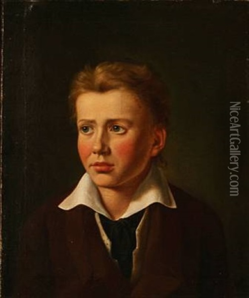 Portrait Of Ludvig August Laessoe, Later Councelor And Manager Of Rosenborg Castle Museum Oil Painting - Constantin (Carl Christian Constantin) Hansen