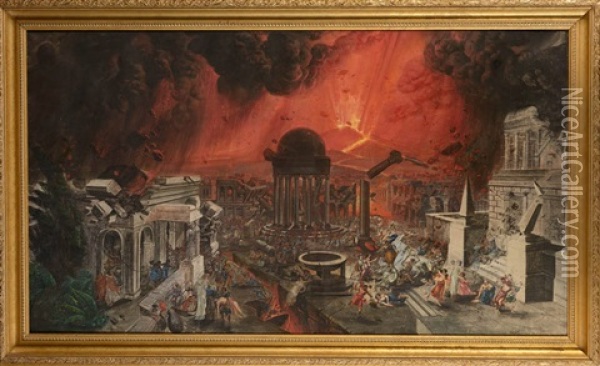 L'eruption Du Vesuve Et La Destruction De Pompei Oil Painting - Pierre Jacques Volaire