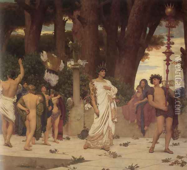 The Daphnephoria [detail: right] Oil Painting - Lord Frederick Leighton