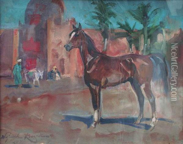 Kon Arabski Oil Painting - Wojciech Von Kossak