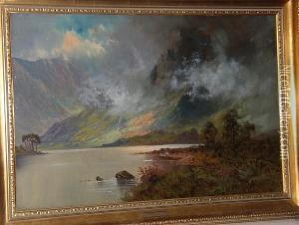 Highland Loch Scene Oil Painting - Frances E. Jamieson