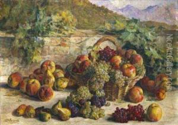 Natura Morta Con Frutta Oil Painting - Licinio Barzanti