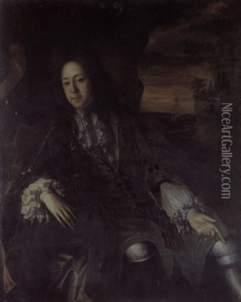 Portrait Of A Gentleman (arthur Chichester, 3rd Earl Of Donegal?) Oil Painting - Garret Morphey