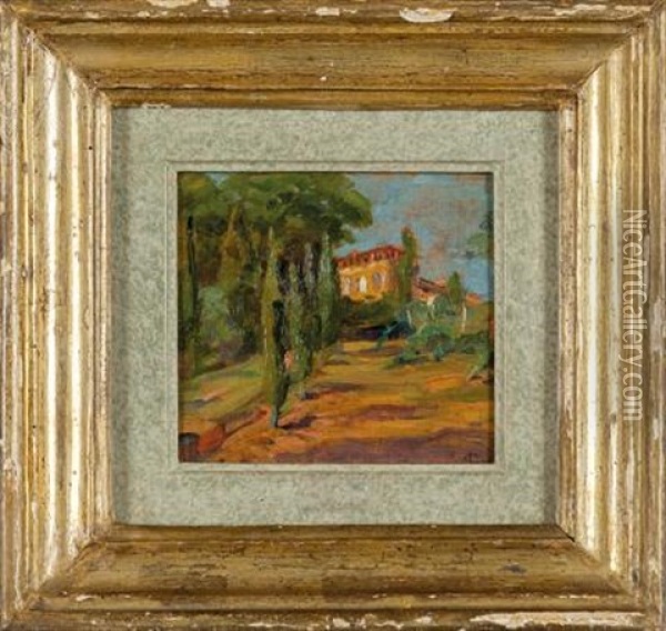 Villa Gioli A Fauglia Oil Painting - Luigi Gioli