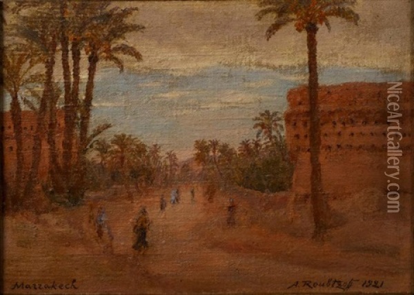 Marrakech Oil Painting - Alexandre Roubtzoff
