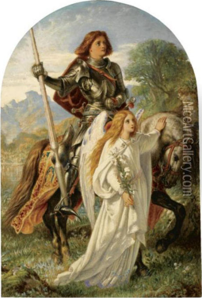Sir Galahad And The Angel Oil Painting - Joseph Noel Paton