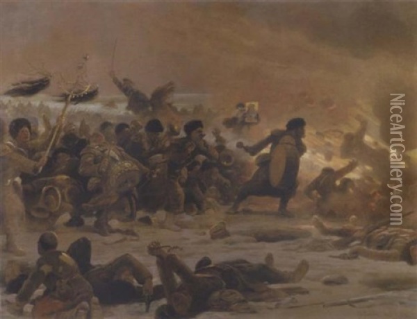 The Battle Of Yalan Oil Painting - Charles Jules Castellani