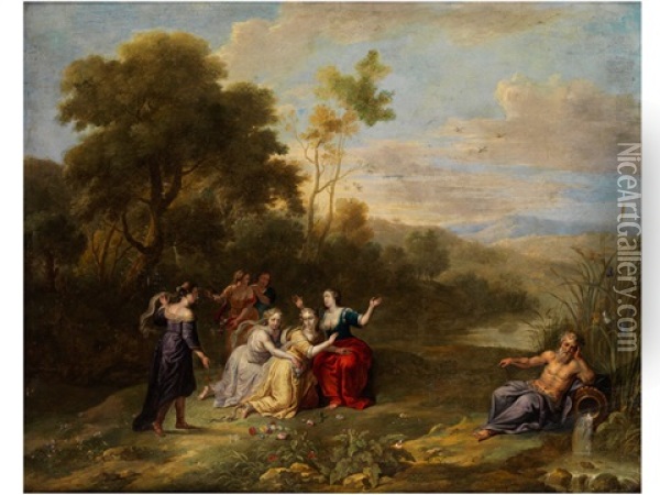 Landschaft Mit Mythologischer Szene Und Einem Flussgott Oil Painting - Abraham Willemsens