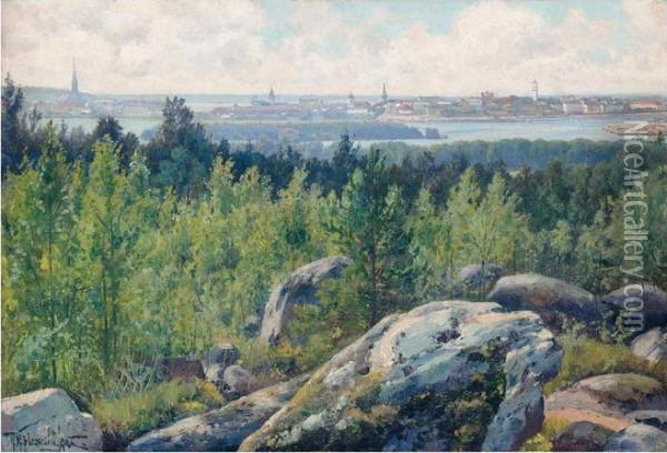 View Of Riga Oil Painting - Constantin Kryschitskij