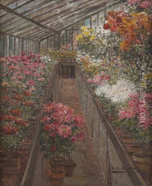 La Serre Aux Fleurs Oil Painting - Marie Antoinette Marcotte