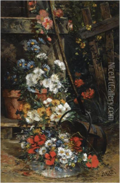 The Garden Gate Oil Painting - Eugene Petit