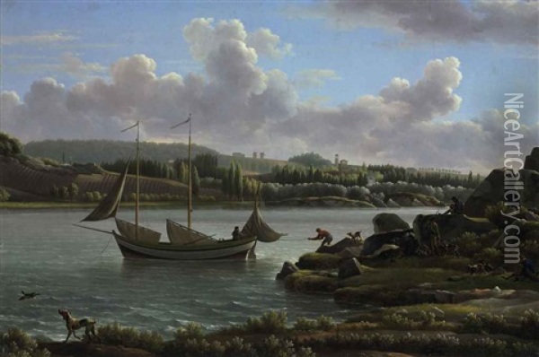 The Departure For The Hunt Oil Painting - Jean Joseph Xavier Bidault