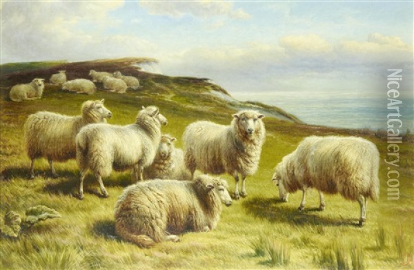 On The South Downs Oil Painting - Charles Jones
