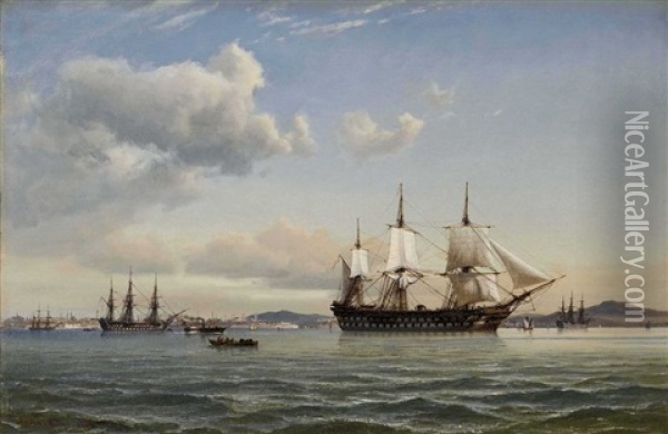 Segelschiffe Vor Konstantinopel Oil Painting - Daniel Hermann Anton Melbye