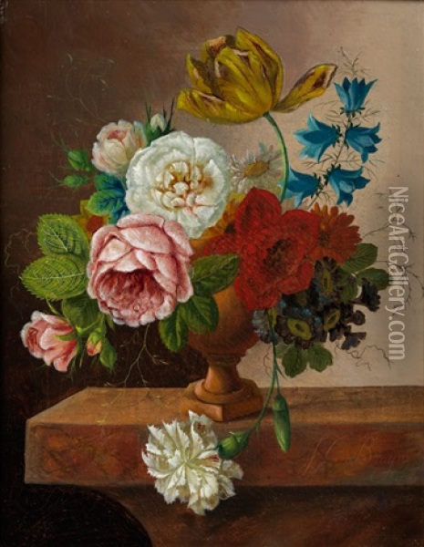 Blumenstillleben Oil Painting - Johannes Cornelis de Bruyn