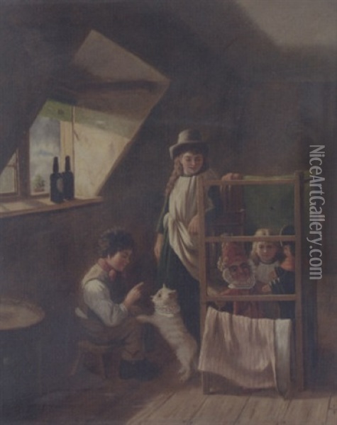 The Punch And Judy Show Oil Painting - Charles Hunt