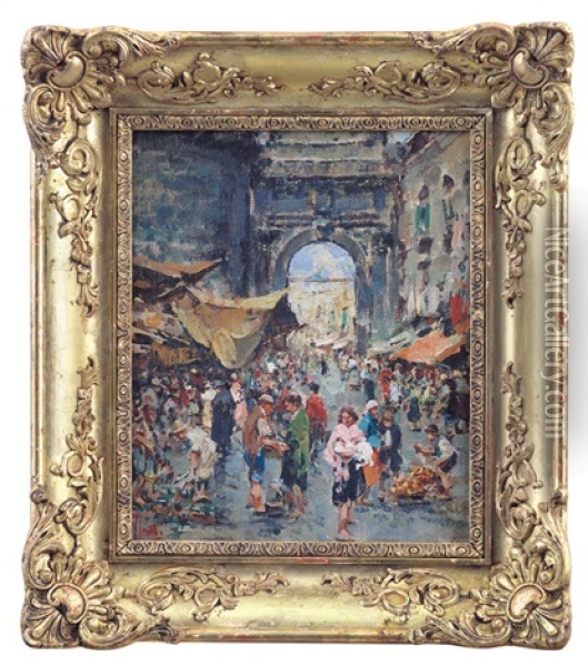 Mercatino Partenopeo Oil Painting - Vincenzo Irolli