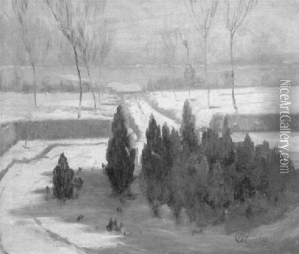 Winter In The Park Oil Painting - Walter C. Hartson