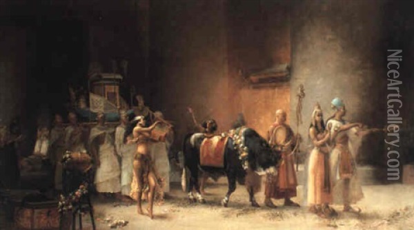 Sketch For The Procession Of The Apis Bull Oil Painting - Frederick Arthur Bridgman