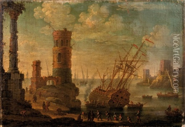 Scene De Chantier Naval Oil Painting - Johann Anton Eismann
