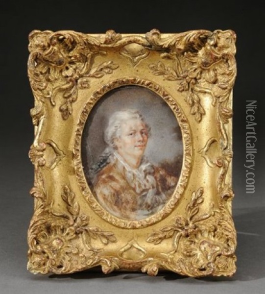 Portrait De Gentilhomme En Manteau D'interieur, La Chemise Entrouverte Oil Painting - Marie Anne Fragonard