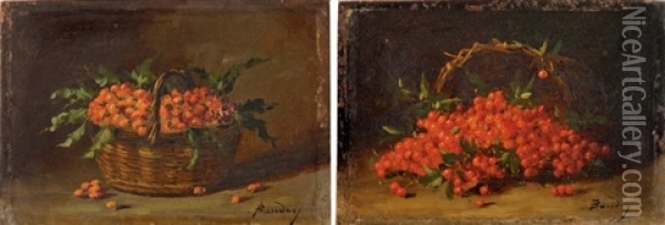 Etude De Fraises & Etude De Groseilles (2 Works) Oil Painting - Paul Baudry