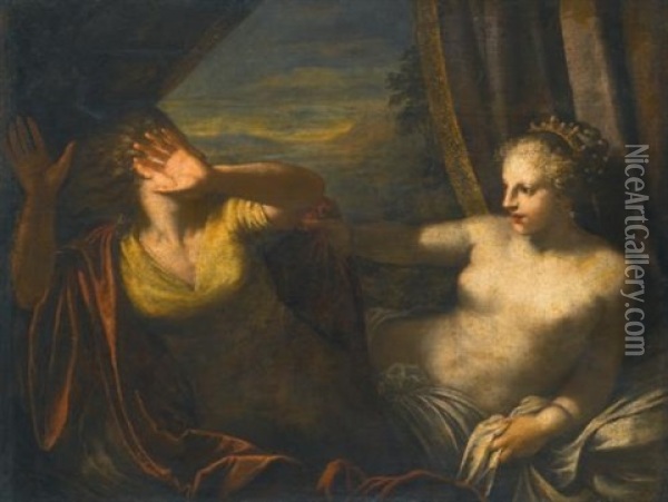 Joseph And Potiphar's Wife Oil Painting - Pietro (Libertino) Liberi