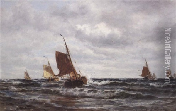Fiskebade Ud For Scheveningen Oil Painting - Holger Henrik Herholdt Drachmann