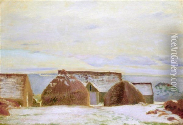 Rickyard In Winter Oil Painting - William (Sir) Rothenstein