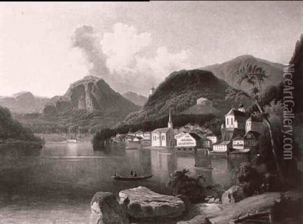 Hallstatt Oil Painting - Ferdinand Lepie