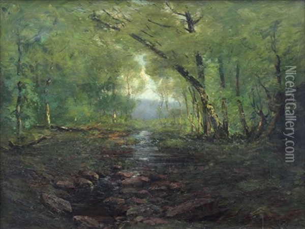 A Maine Forest Oil Painting - Julian Walbridge Rix