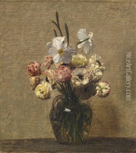 Renoncules Et Narcisses Oil Painting - Henri Fantin-Latour