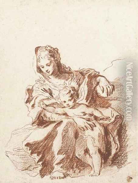 The Virgin and Child, after Schedoni Oil Painting - Jean-Antoine Watteau