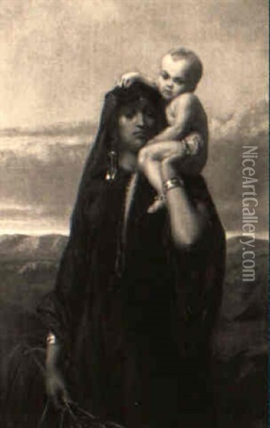 Bedouin Mother And Child Oil Painting - Frederick Goodall