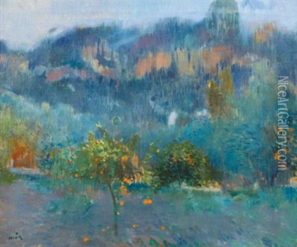 Paisaje Mallorquin Con Naranjos (orange Trees In Mallorca) Oil Painting - Joaquin Mir Trinxet