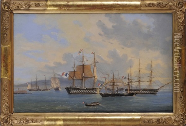 Ships At Anchor Oil Painting - Tommaso de Simone