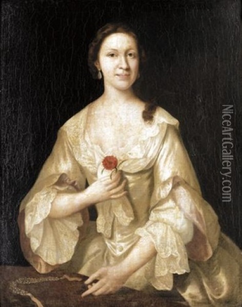 Portrait Of A Lady (a Member Of The Graham Family?) Oil Painting - Joseph Highmore