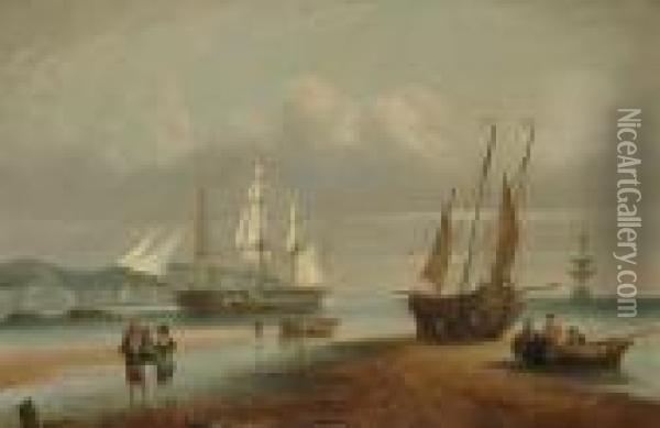 Coastal Scene At Low Tide Oil Painting - Thomas Luny